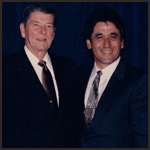 President Ronald Reagan and Ron Cedillos at Ceremony